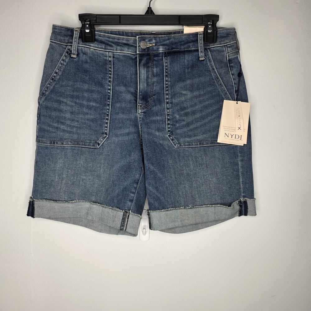 NYDJ Womens Size 6 Blue Denim Cuffed Relaxed Shorts Stretch Lift & Tuck Tech